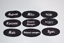 Embroidered Used Name Tag Patch Mechanic Salesman Silver on Black Shirt Uniform