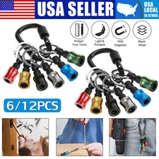 6/12Pcs Portable 1/4" Hex Shank Screwdriver Bits Holder Set w/ Black Carabiner