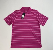 Adidas Pure motion Polo Shirt NWT Mens Medium Pink Striped Performance Modern