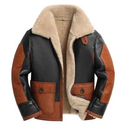 Mens RAF Aviator Bomber B3 Real Leather Jacket Coat Sheep Skin Pilot Flying