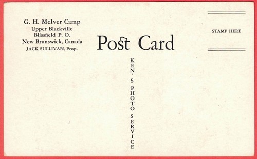 G. H. McIver Camp New Brunswick, Kanada Mann sitzt mit gefangenen Fischen Postkarte - Bild 2 von 2