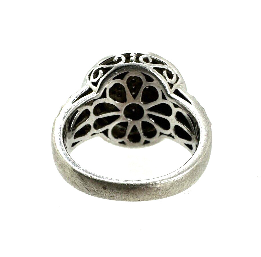 Designer Solid Sterling Silver Diamond Ring Size 7 - image 5