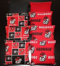 ALL WEATHER University of GEORGIA BULLDOGS 8 Resin Filled Cornhole Bean Bags NEW