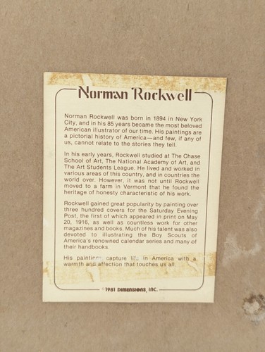 Dimensions 1981 Norman Rockwell Framed Stitched Grace Needlepoint 20" x 20" - Picture 4 of 9