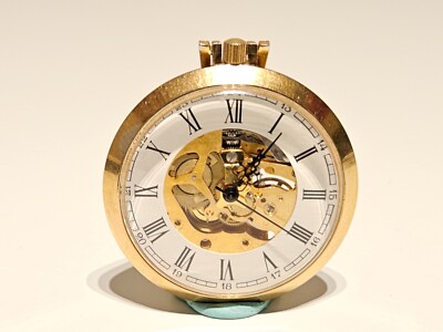 VINTAGE 44mm SKELETON LUXURY SWISS MEN'S GOLD PLATED POCKET MECHANICAL WATCH