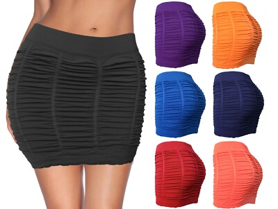 Womens Booty Enhancing Mini Stretch Bodycon Club Skirt Mini Skirt Textured Skirt