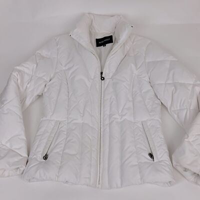 Nine West White puffer jacket coat Goose Down Size Zip