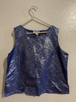 Erena Metalic Blue Sleeveless Top Size XL
