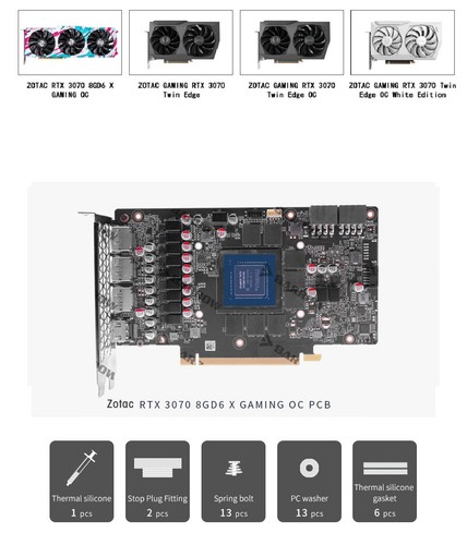 Barrow GPU Water Block For ZOTAC Geforce RTX 3070 X-GAMING OC BS-ZOXG3070-PA - Picture 7 of 11