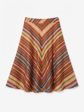 Lauren Ralph Lauren Vtg Linen Skirt 14 Colorful Western Boho Aztec Midi Art