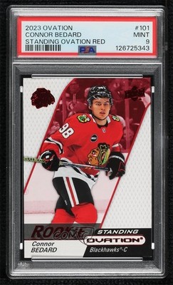 2023 Upper Deck Ovation Rookies Standing Red 89/100 Connor Bedard Rookie RC 08zb