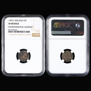 1909 L FINLAND 25P NGC XF DETAILS
