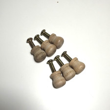 Vintage Mini Wood Wooden Knob Drawer Pull Lot of 6 Hardware Cabinet Tiny .5"