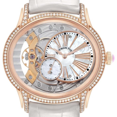 Audemars Piguet Millenary Rose Gold MOP Diamond Ladies Watch 7...