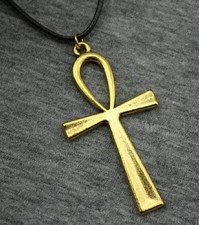 Egyptian Cross Pendant Ankh Gold Necklace Zinc Alloy