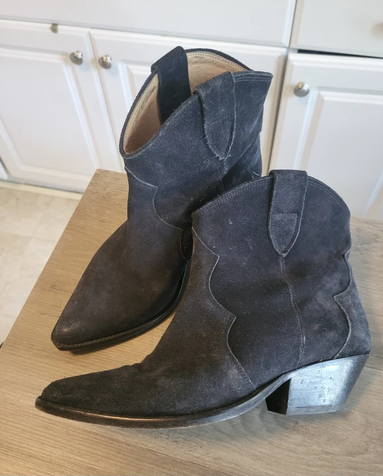 Isabel Marant Dewina black suede western ankle boots size 38 7.5-8 - Image 4 of 4