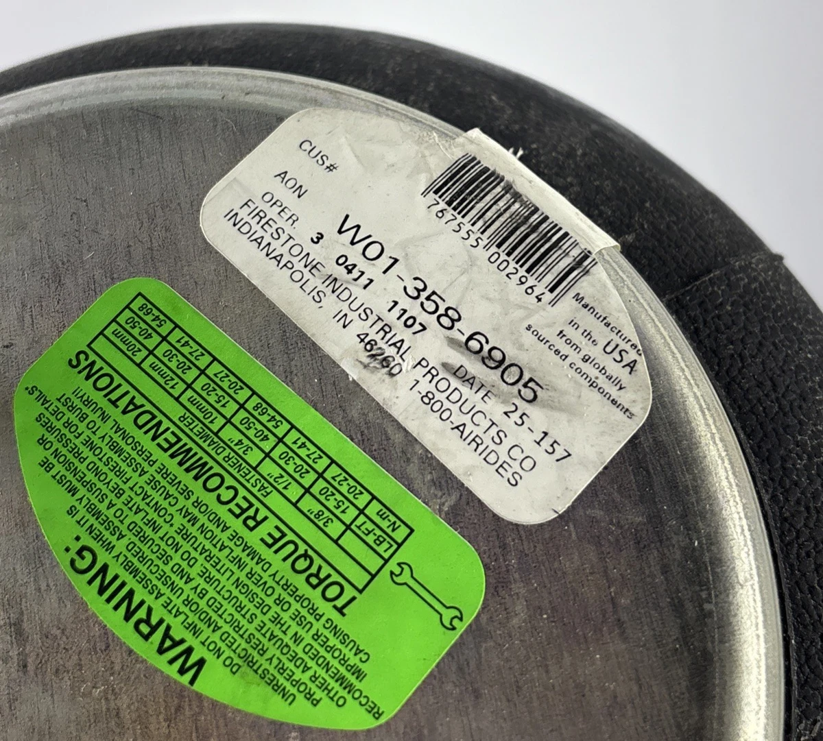 Firestone W01-358-6905 Airide Air Spring Air Bag 20 Double Convoluted OEM photo 3