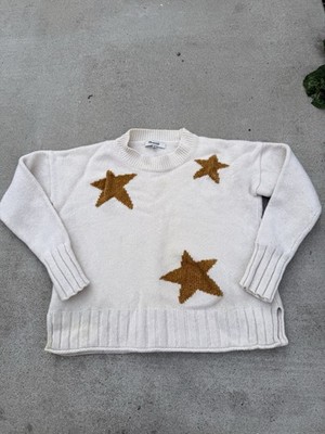 Madewell Merino Wool Star Design Cream Cropped Sweater Women s Size XS
