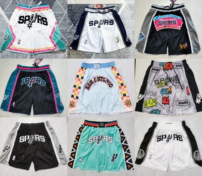 Men's Spurs Basketball Short Pants Stitched With Pocket S-3XL