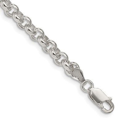 Sterling Silber 5 mm Rolo Kette Armband 8,5'' für Frauen 12,72 gm