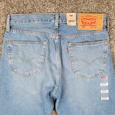 Levis 501 Jeans Mens 34x34 (Fit 33x34) Blue Original Button Light