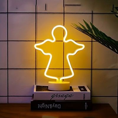 Angel Warm White Neon Sign Angel Signs Neon Lights Wall Decorative Night Light