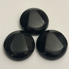 3 Vintage large chunky shiny Black Glass Buttons