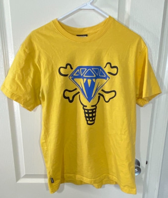 Icecream Billionaire Boys Club BBC Shirt Yellow Large Diamond Bones Pharell y2K