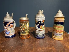 4x Vintage Gertz, King-Werk, Krug Ceramic German Steins circa 1979