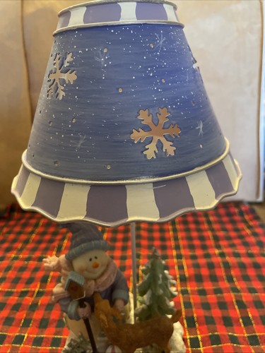 CHRISTMAS TEA LIGHT LAMP - Home Interiors Resin SNOWMAN & Deer Retired - Afbeelding 4 van 9