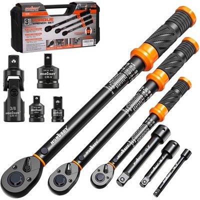 SIDECUT ロトブラシ3点＋シャフトセット HORUSDY 3 Piece Click Torque Wrench Set 1/2 3/8 1/4 Chrome 81140S