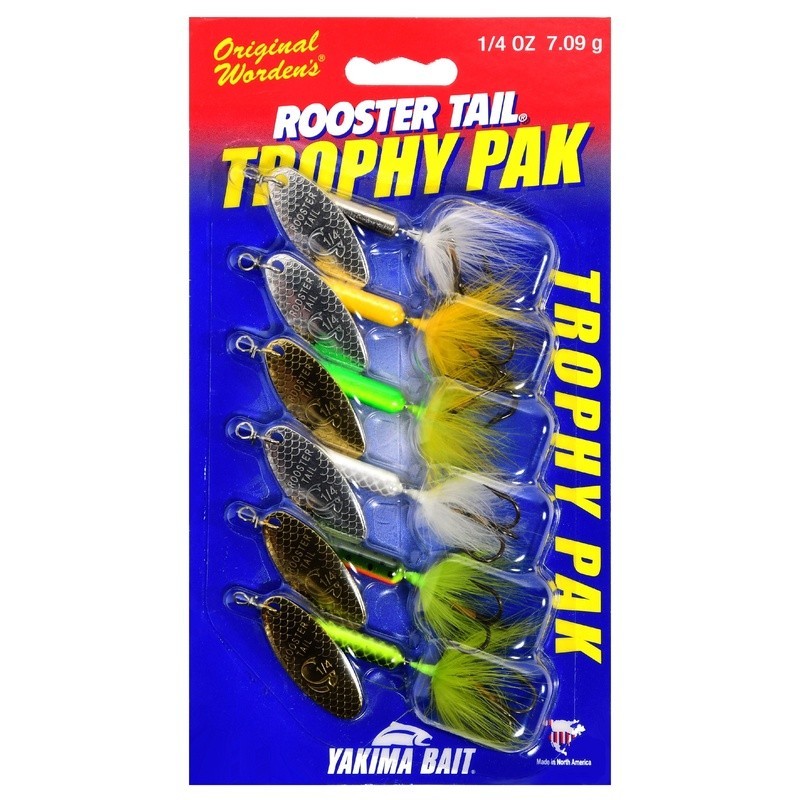 Wordens Rooster Tail Spinner Fishing Lure Kit 1/4oz 6 Count Trophy Assorted New