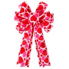 Valentine's Day Bows, Large Red Heart Printed Wreath Bow Gift Bow Tree Topper...