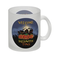 Glas Tasse Mit Gruseligem Motiv Und Spruch - Welcome In Halloween Town -