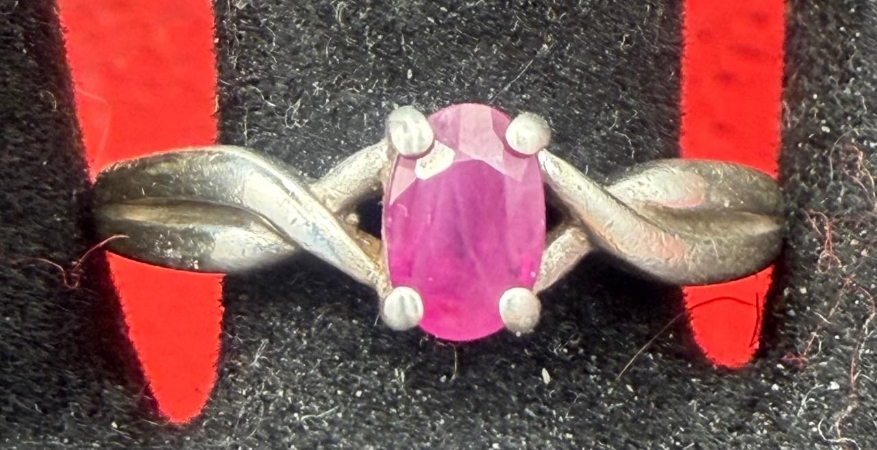 Sterling Silver Ruby Ring Genuine Real Gemstone 9… - image 1