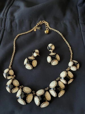 Kate Spade W1301 Gold, Black & White Crystal & Enamel Polka Dot Collar Necklace - Image 1 of 4
