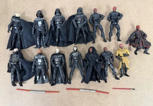 Lot of 14 Darth Vader and Darth Maul Star Wars Figures 3.75” incomplete as is