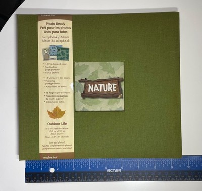 NEW 16 Page 8x8 Post Bound Scrapbook Green Nature