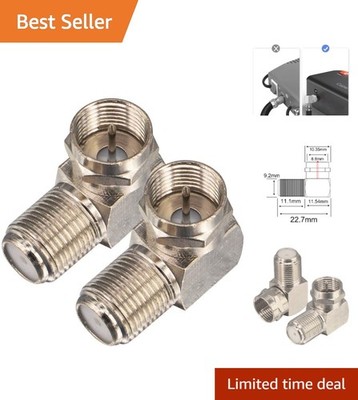 RG6 High-Speed Coaxial Adapter F Type Right Angle for Digital Devices - 2 Pack