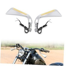 Motorcycle Side Mirror with LED Turn Singal Lights - 8mm Rear View Chrome