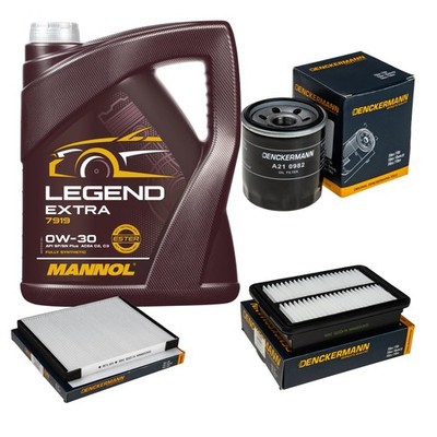 DENCKERMANN Inspektionspaket 5 L MANNOL Legend Extra 0W-30 für Hyundai i30 PDE