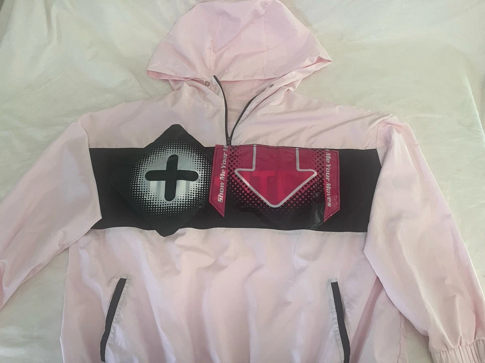Custom Pink Windbreaker Hoodie Upcycled DDR Dance Pad Streetwear Jacket - Image 2 of 4