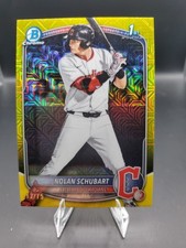 2025 Bowman Draft NOLAN SCHUBART #BDC-192 YELLOW MOJO REFRACTOR/75 GUARDIANS!