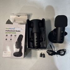 2 Zealsound Black USB Recording Microphones Gaming Podcast Noise Canceling