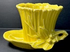 VTG McCoy Pottery Yellow Lotus Leaf Planter Saucer C 1950 Water Lily Flower Pot