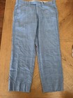 Zanella 35X30 Parker Blue Grey Virgin Wool Flat Front Plaid Dress Trouser Pants — photo 1