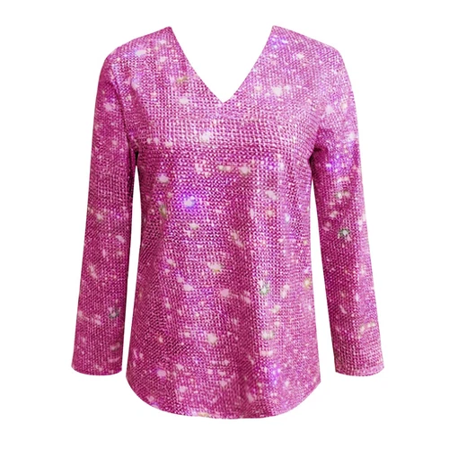 Mujeres Lentejuelas Brillo Cuello en V Prendas para el torso Damas Noche Fiesta Blusa Camiseta Talla - Imagen 21 de 45