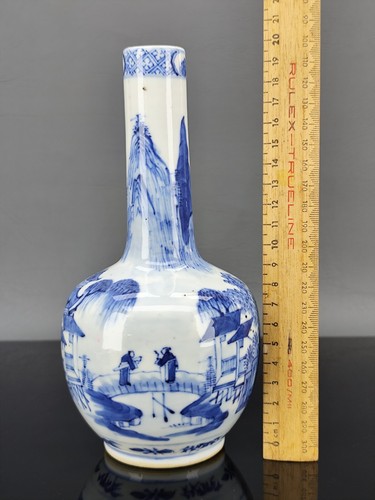 Antique Chinese Qing Dynasty Blue and White Porcelain Vase 18 - 19th Century - Picture 13 of 16