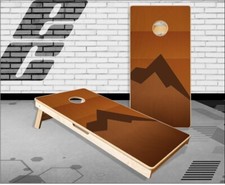 Mountain Sunset Wood Cornhole Boards Bean Bag Toss Game