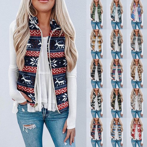 Casual Coat For Womens Fuzzy Fleece Jacket Lightweight Vest Cozy Sleeveless - Picture 7 of 36